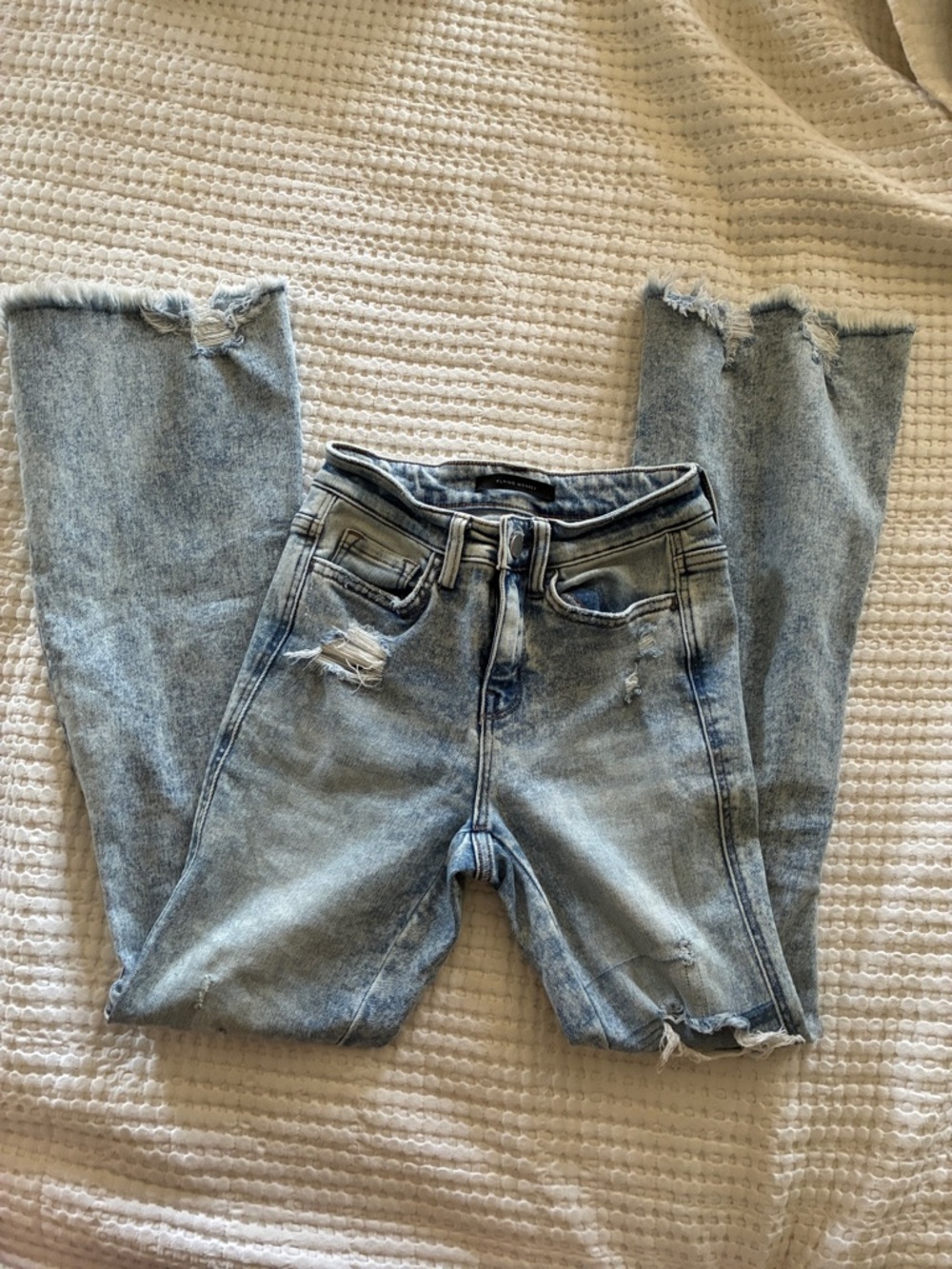 Flying Monkey Light Blue Distressed Flare Jeans